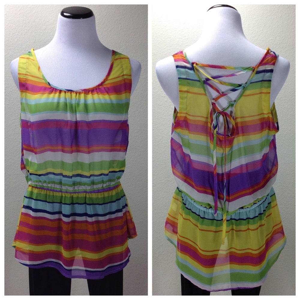 No Boundaries Rainbow Sleeveless Lace Up B… - Picture 1 of 7